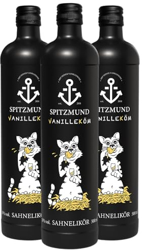 SPITZMUND Vanilleköm 3x500 ml | Cremiger Vanillelikör | Geschmack wie Vanillesauce | Perfekt zum Verschenken oder Genießen | Sahnelikör mit Vanillenote | 16% vol.