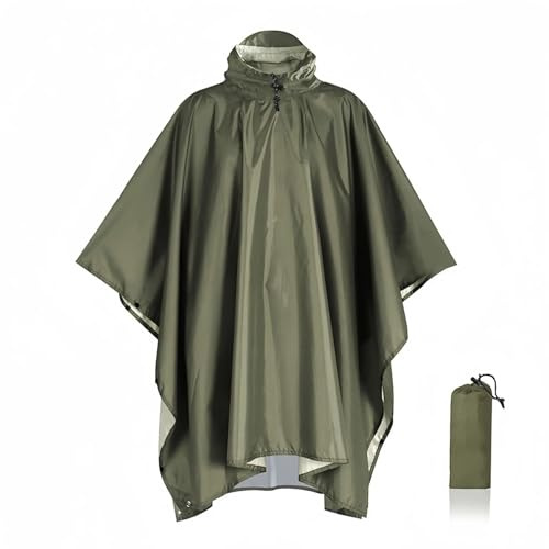 LJKAIML Hooded Rain Poncho 3 in 1 Outdoor Raincoat Waterproof Hooded Sleeve Rain Poncho Multifunction Portable Rainwear(Green-Without Pocket)