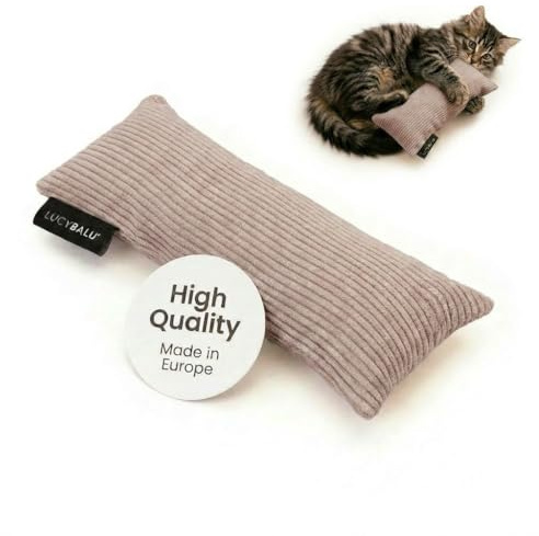 LucyBalu® Kick Bunny Katzenkissen Catnip Cord – Sand | Kickerkissen mit Katzenminze-Füllung, robust vernäht, fördert Jagdinstinkt & Beschäftigung
