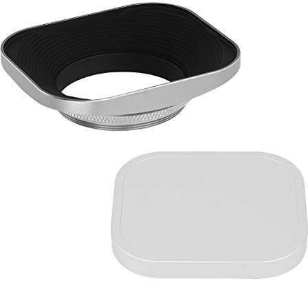 Haoge LH-LC43W Gegenlichtblende zum Einschrauben, 43 mm, quadratisch, Metall, Carl Zeiss Biogon T ZM 35 mm f2.8 35 mm f2, Leica X Typ 113 Objektiv silber