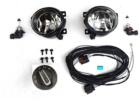 HZ-DESIGN Nebelscheinwerfer NSW Komplettset mit Abbiegelicht und Chromschalter zum Nachrüsten kompatibel mit VW T5 2009-2015