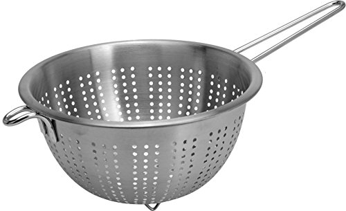 Viscio Trading 158629 Scolapasta con Manico, Acciaio, Argento