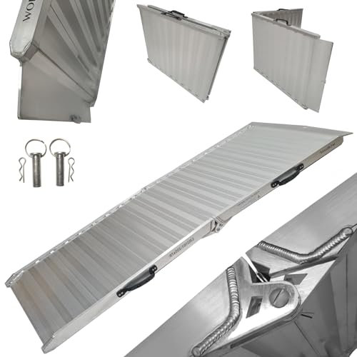 WORHAN Rampa de Carga 400kg Moto Rigida Robusta 205cm Plegable Plataforma Silla de Ruedas Aluminio Superficie Ultra Antideslizante HR7