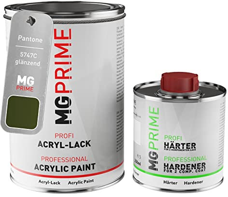 MG PRIME Pantone 5747C Green brillant peinture acrylique 1,5 Litres / 1500 ml durcisseur inclus