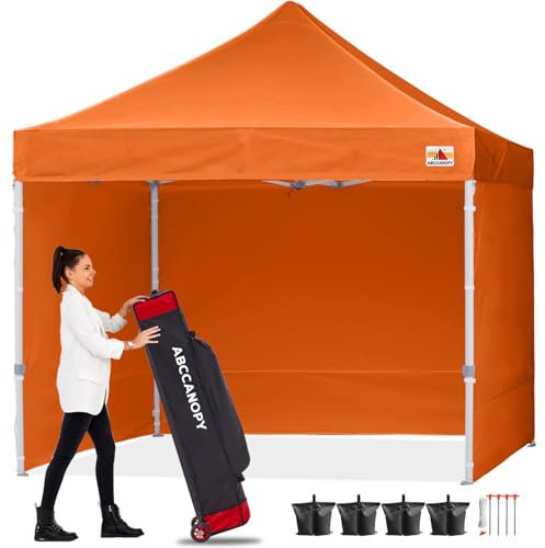ABCCANOPY Pop-Up Pavillon Festival Sonnenschutz mit 4 Seitenteilen 3x3M Kommerzielle -Serien,Orange