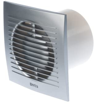 EUROPLAST Diameter 100mm Bathroom Extractor Fan with Timer - 4 inch Extractor Fan Bathroom - Silver Extractor fan - Axial Ventilation fan - Wall Mounted Fan - Square Fan