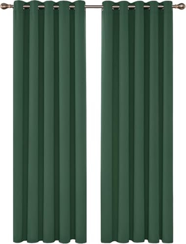 Deconovo Gardinen Wohnzimmer Gardinen Blickdicht Vorhang Schlafzimmer Thermo Vorhänge gegen Kälte Hitzeschutz Dicke Thermovorhang Kälteschutz, 290x140 cm(HöhexBreite), Waldgrün, 2er Set