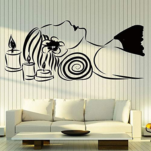 NSRJDSYT Schöne Frau Wandaufkleber Massage Beauty Salon Spa Entspannung Innendekoration Entspannen Vinyl Fenster Aufkleber Kerze Kunst Wandbild 57x129cm