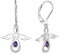FJ Damen Schutzengel Ohrringe 925 Sterling Silber Hängend Amethyst Februar Geburtsstein Schmuck Geschenke für Frauen Mädchen