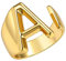 JewelryWe Herren-Damen-Ring Mit Gravur Buchstaben A-Z Kupfer Alphabet Schmuck Gold