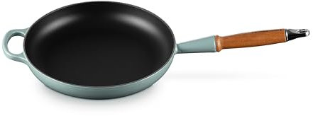 Le Creuset Enamelled Cast Iron Skillet with Alpine Wood Handle, 26 cm, Sea Salt