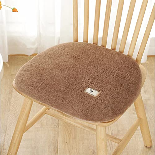 Yadlan Sitzkissen 40x40 4er Set, Stuhlkissen Fellimitat Eckig, Gepolstertes Sitzkissen, Esszimmerstuhl Sitzkissens rutschfest Sitzpolster Gartenstuhl mit BäNdern, Vintage Landhausstil Kaffee