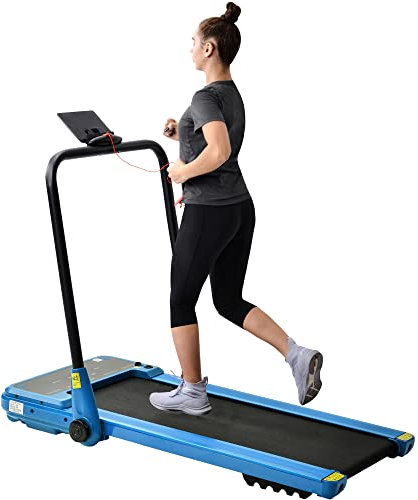 Azkoeesy Elektromotorisiertes Laufband Faltlaufmaschine mit Fernbedienung,Fitnessübung Cardio-Jogging 1,5 PS Leistungsstarker Motor,12km/h (Blau)