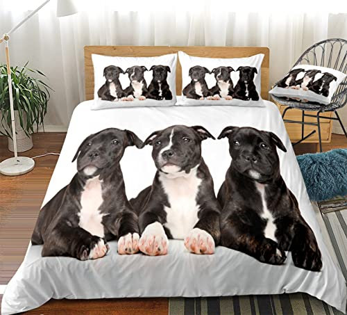 ZAHOCAI Bettwäsche 135x200 WeißEr Bullterrier + 2 Kopfkissenbezug 80x80 cm - Mit Verdecktem ReißVerschluss BettwäSche-Sets - Weiche Und Angenehme Schlafkomfort BettwäSche Set