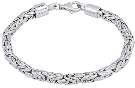 Kuzzoi Buddha Silber Armband für Herren, handgefertigtes Königsketten Armband (5 mm) aus 925 Sterling Silber, massives Königsarmband für Männer, Länge 23 cm