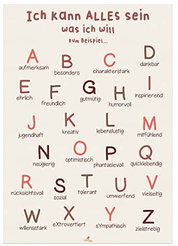 CreativeRobin ABC Affirmations-Poster | Kinderzimmer, Kita, Kindergarten | DIN A3
