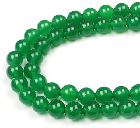 MJDCB Natural Round Stone Beads 12mm Green Agate Loose Gemstone Beads for Jewelry Making Bracelet Necklace 30pcs