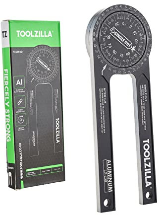 Toolzilla 7-Inch Aluminum Mitre Saw Angle Finder 360 Protractor - Measuring Tool with Multiple Scales Features for Woodworking Metalworking and All Building Trade