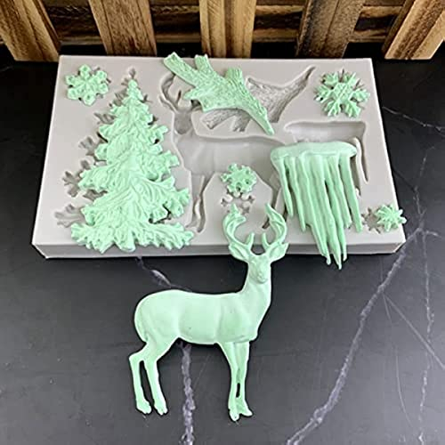 Silikonform 3D Weihnachten Elch Silikonform Hirsch Figuren Backformen Silikonform Weihnachtsbaum Fondant Backformen Silikon Für Weihnachten Keks Pudding Muffin Schokoladen
