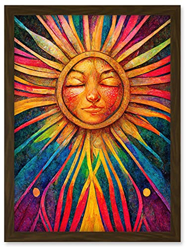 Doppelganger33 LTD Multicoloured Sun Rainbow Spiritual Artwork Framed Wall Art Print A4