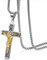 JewelryWe Schmuck Herren Halskette, Katholische Jesus Christus auf INRI Kreuz Kruzifix Edelstahl Anhänger mit 22 Zoll Weizenkette Retro Kette, Gold Silber
