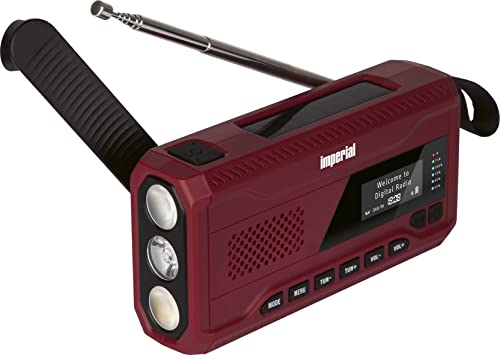 Imperial DABMAN OR 2 - Portable Digital Radio, DAB/DAB+/FM, Bluetooth, Solar/Crank/Battery, Torch, SOS, Power Bank, Red