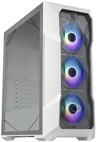 Cooler Master TD500 Mesh V2 White Mid-Tower Case, Polygonal Mesh, 3X 120mm ARGB Fans, USB Gen 2 Type C