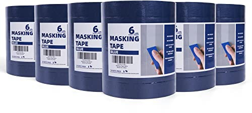 TAPEBEAR Bleu Ruban Adhésif de Peinture, Résistant Aux UV Pour Pistolet, Décoration, étiquetage, Peintres - 24 Rouleaux, 36mm x 60yard