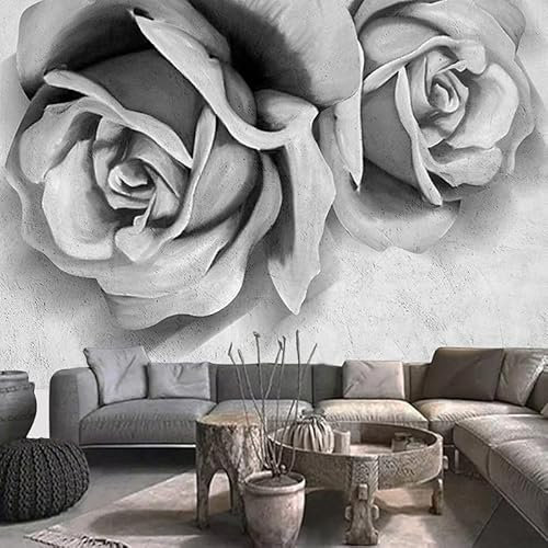 papier peint trompe l oeil mural 232x158cm Fleurs roses plantes Papier peint 3D peintures murales modernes salon chambre décor à la maison autocollants muraux imperméables auto-adhésifs