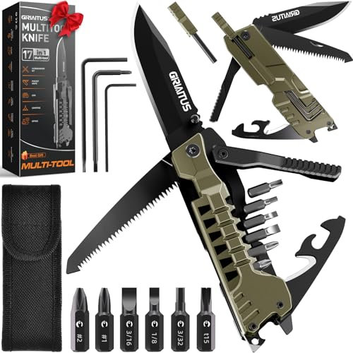 Regalos para Hombre 17en1 Navaja Multiusos Supervivencia Multiherramienta Regalo Cumpleaños, Regalos Navidad, Regalos Originales para Mujer