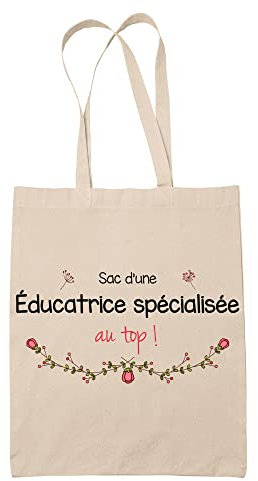 Planetee Tote Bag Éducatrice spécialisée au Top | Idée Cadeau Collègue Travail Retraite Sac Cabas Réutilisable