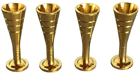 Dolls House Champagne Flute Gold Wine Glass Goblet Dining Room Pub Bar Accessory