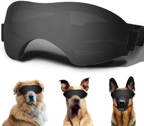 NICERINC PET Große Hundesonnenbrille, UV-Schutz, winddicht, für große Hunde, Schwarz, Large, Einfarbig