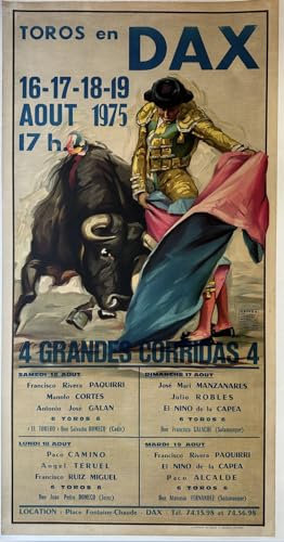 Générique Dax Corrida 1975 Poster Reproduktion – 50 x 70 cm – gedruckt auf luxuriösem Papier, 300 g