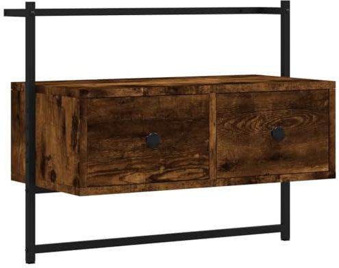 Gecheer TV Stand TV Unit Living Room Storage Furniture TV Cabinet Wall-mounted Smoked Oak 60.5x30x51 cm Engineered Wood