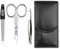 Sonnenschein by Hans Kniebes - Maniküre Set 3 teilig - Nagelschere, Nagelfeile und Pinzette - Taschenmaniküre Nagelpflegeset - Nappa-Lammleder Manicure Etui (Schwarz)