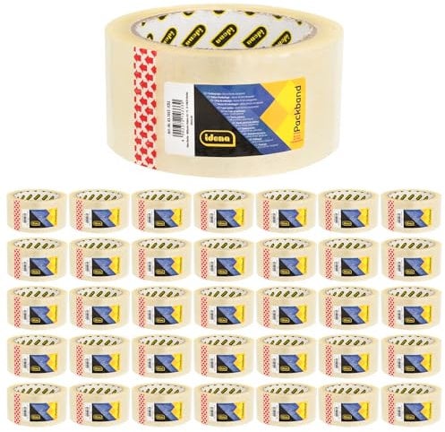 Idena 60063 - Nastro trasparente, 50 mm x 66 m, 36 rotoli di nastro silenzioso, ideale per traslochi e spedizioni