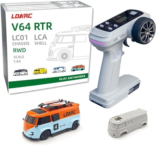 captainrc LDARC Mini Ferngesteuertes Auto RTR im Maßstab 1:64 Ideal für Rennsport-Enthusiasten, maßstabsgetreues RC Auto 2.4GHZ mit RGB-Beleuchtung, mit austauschbarer DIY-Karosserie(Orange)