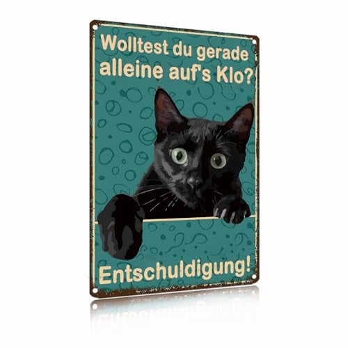 “Wolltest du gerade alleine auf's Klo? Schwarze Katze Badezimmer Schild Metall Zinn Schild Bar Toilette Kunst Dekoration Badezimmer Wanddekoration 20x30cm(2421)