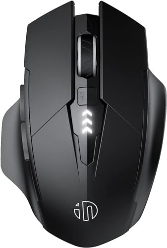 inphic Mouse Bluetooth - Tri-Mode (BT 5.0/4.0+2.4G) wireless, silenzioso, ricaricabile, 1600 DPI, mouse ergonomico multi-dispositivo per laptop, PC, Mac, gaming (Nero-A1)