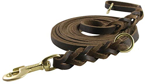 Vmokki Hundeleine Geflochten Fettleder Schleppleine Fettlederleine für Welpen/Mittelgroße/Große Hunde 400CM (Braun)