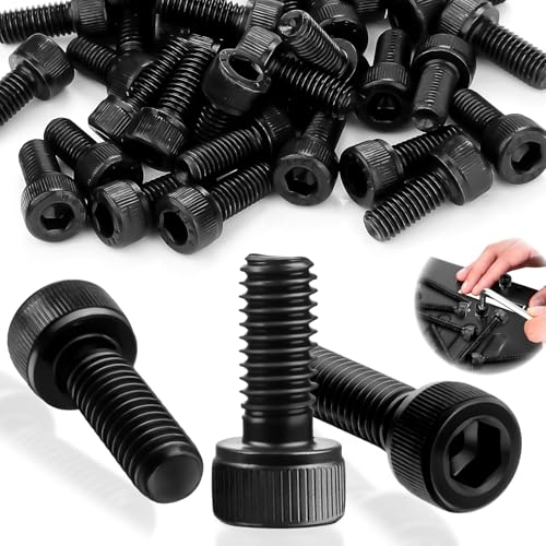 SWTYExt M6 Zylinderschrauben mit Innensechskant 70 Stück Sechskant Innensechskantschraube DIN 912 Schrauben Kohlenstoffstahl Vollgewinde Sechskantschrauben Schwarz Inbusschrauben(M6x10mm)