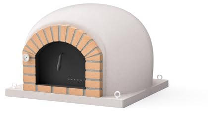 MOVELAR - Four à Bois d'Extérieur Modèle STROMBOLI (Blanc - 80 x 80 x 72 cm) - Four en béton réfractaire, isolé, cuisson au feu de bois, idéal jardin, pizza, pain