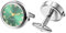 JewelryWe Herren Uhren mit Manschettenknöpfen Taschenuhr: Silber Analog Quarz Manschettenknopfuhr Grün Runde Römische Ziffern Zifferblatt Uhr Cufflink Watch Geschenk für Männer