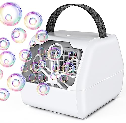 PANACARE Seifenblasenmaschine, Automatische Seifenblasenmaschine 10000+Blasen/Min mit Wiederaufladbare Akku|Seifenblasenlösung|Bunte Lichter für Geburtstag, Party, Hochzeit (803-Black)