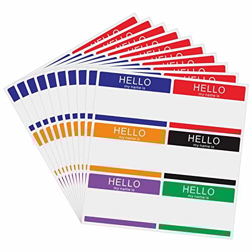 Hylabelest Namensschild-Etiketten mit Aufschrift Hello My Name is, bunte Namensschilder für Meetings, 8,9 cm x 6,5 cm, 6 Farben pro Blatt, 60 Stück (10 Blatt)