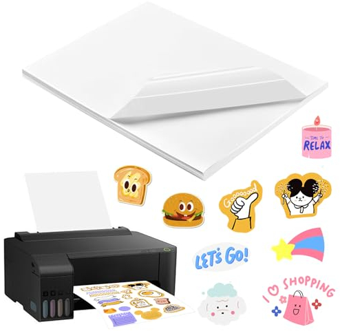 50 Fogli a4 Carta Adesivi per Stampante Trasparente Kit, Vinile Stampabile Adesivo, 100% Carta Adesiva Trasparente per Stampante, per Stampanti Laser, Stampanti a Getto d'inchiostro