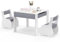 COSTWAY Kids Table and Chair Set, Wooden Children Study Desk with 2 Chairs, Reversible Blackboard Tabletop & Hidden Storage, 3PCS Toddler Activity Furniture for Learning, Drawing, Dining (Gray+White)