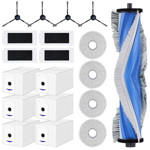 Focenat 19PCS Accessoires de rechange pour ECOVACS DEEBOT T30 PRO OMNI Aspirateur Robot, 1 Brosse Principale, 4 Filtres, 4 Brosses Latérales, 4 Serpillières, 6 Sacs à Poussière Antibactériens