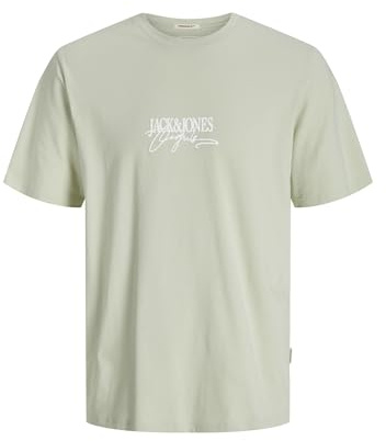 JACK & JONES Men's Men's Logo T-Shirt Jprblualves SS Tee, Celadon Tint, M